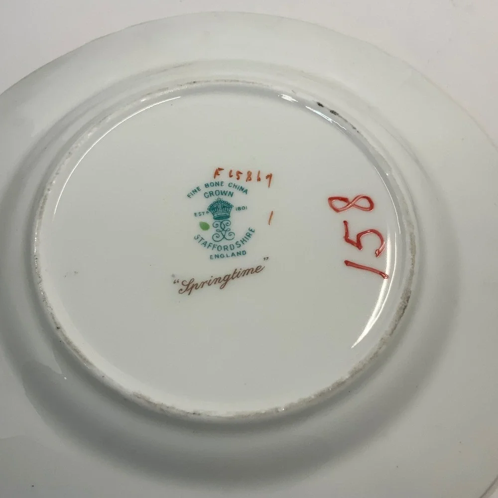 Vintage Crown Staffordshire Springtime Fine Bone China Floral Plate 6.25in